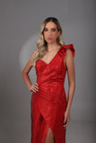 vestido longo hot fix