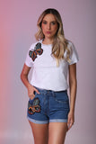 short jeans borboleta